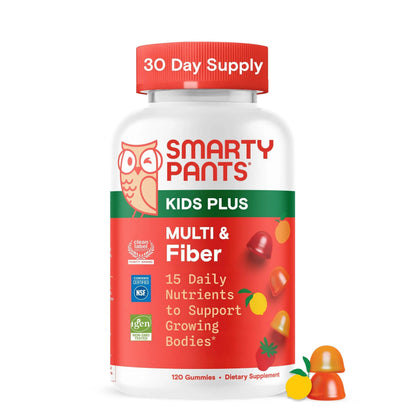SmartyPants Kids Multivitamin & Fiber Gummies: Prebiotic Fiber to Support Kids Digestion with Vitamin D3, C, Vitamin B12, B6, A, Zinc SmartyPants