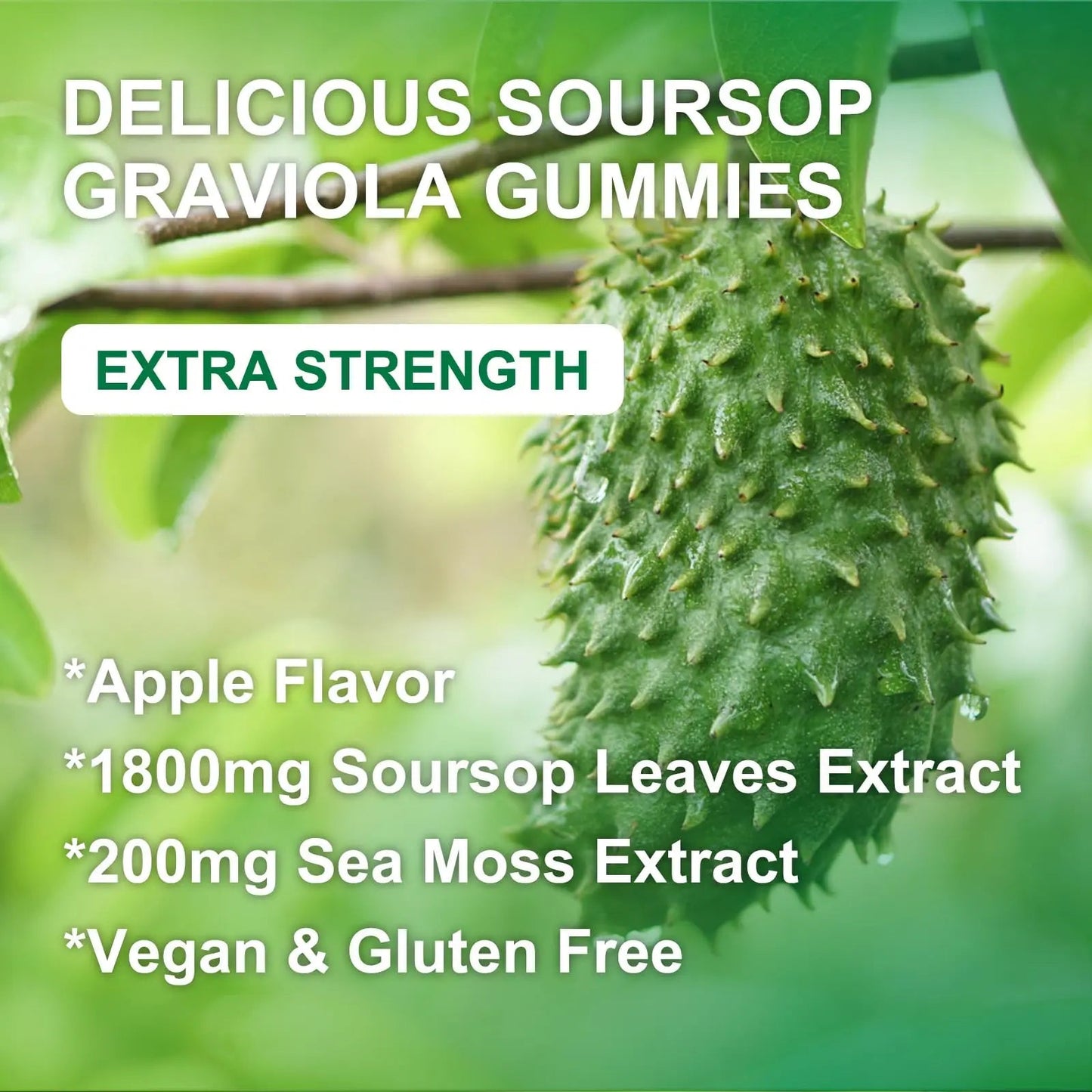 WOGORGT Soursop Graviola Gummies - Soursop Multivitamin Gummies with 200mg Sea Moss Extract for Antioxidant WOGORGT