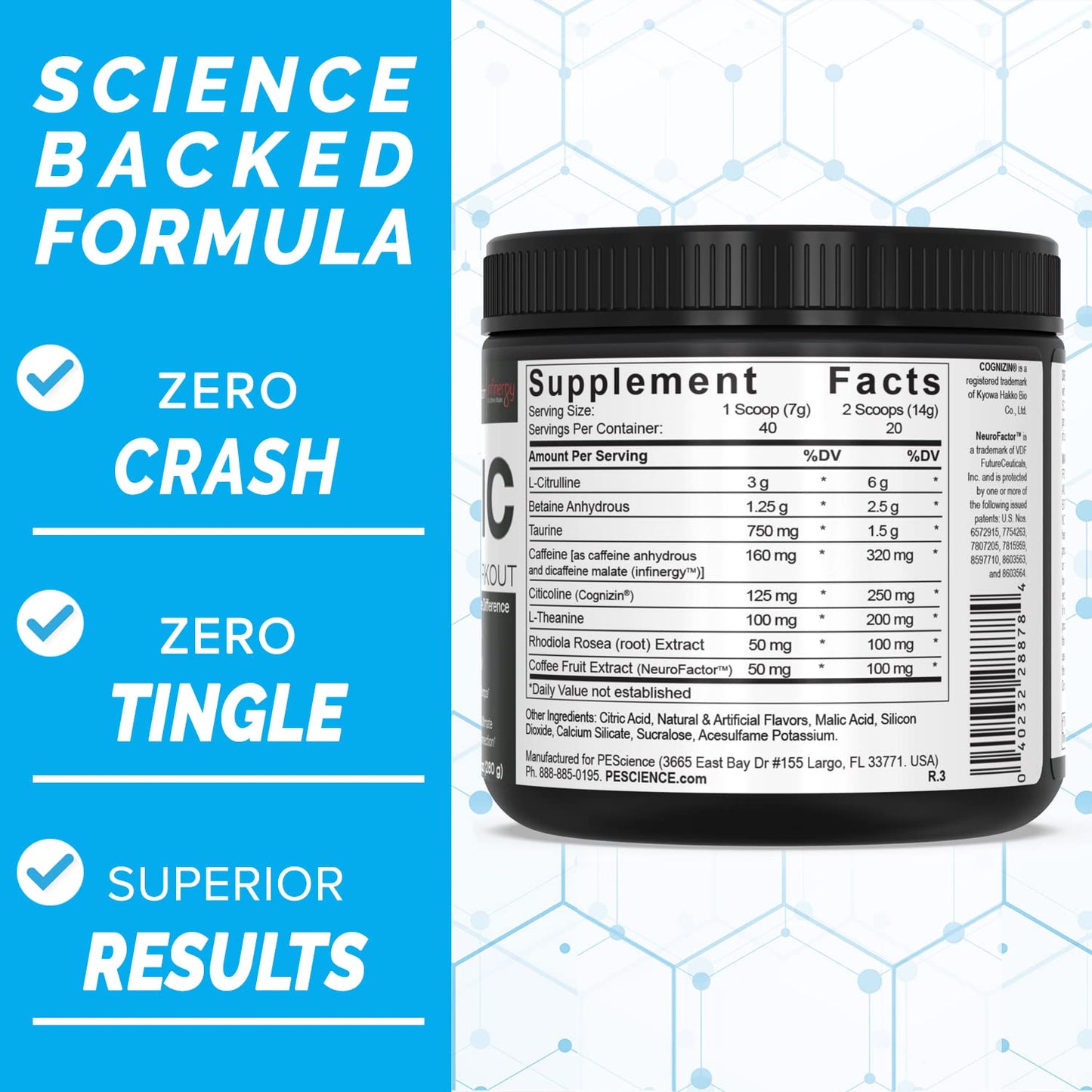PEScience Prolific Pre Workout Powder, Sour Peach Candy, 40 Scoop, Energy Supplement PEScienceBuy Supplements Australia