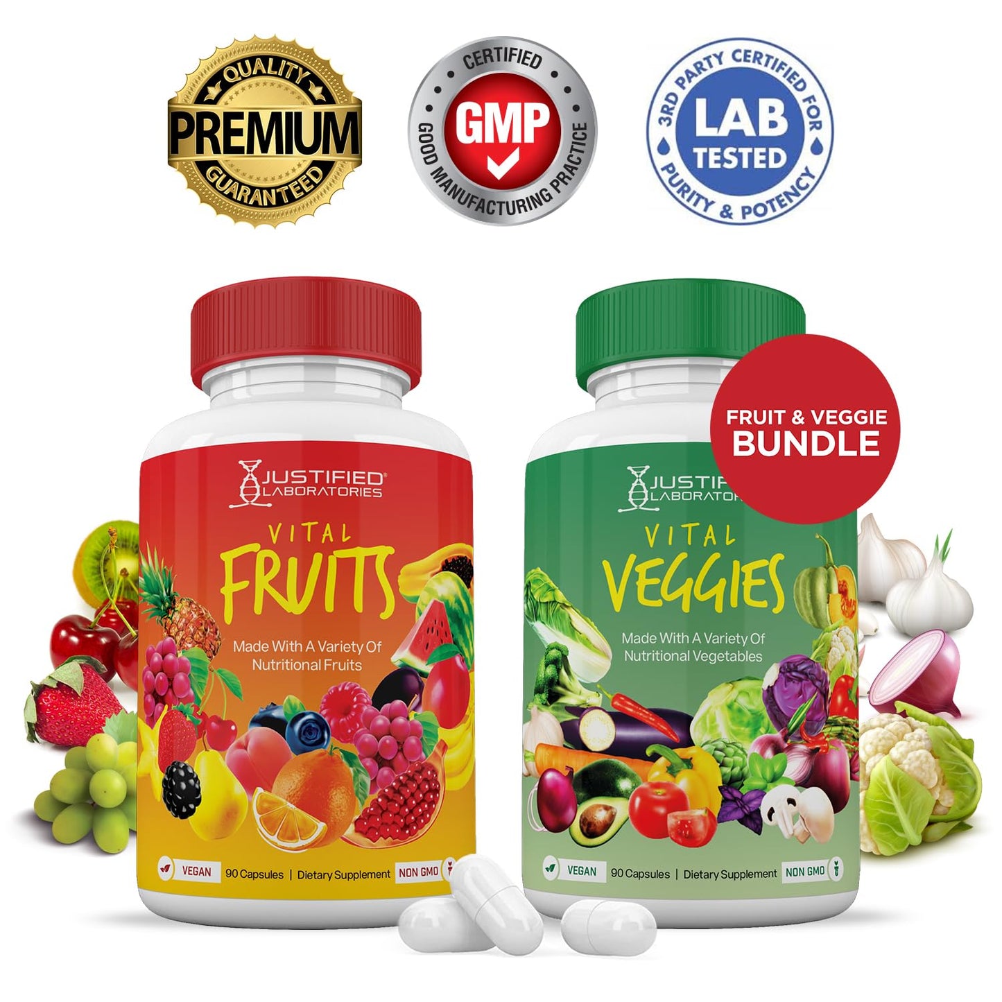 (6 Pack) Vital Fruits and Veggies Supplement Whole Food Red & Green Superfoods Justified LaboratoriesBuy Supplements Australia