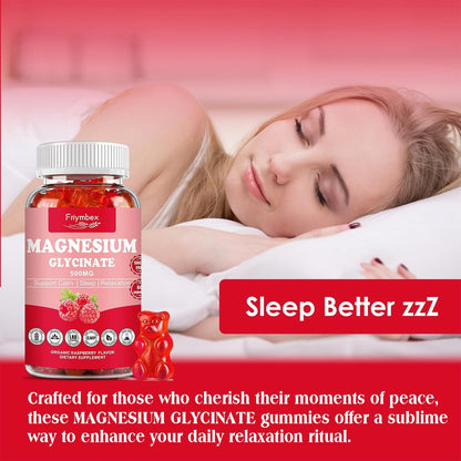 Magnesium Glycinate Gummies 500mg | Relaxation Calm Magnesium Gummies | Sugar-Free | Non-GMO | Gluten-Free