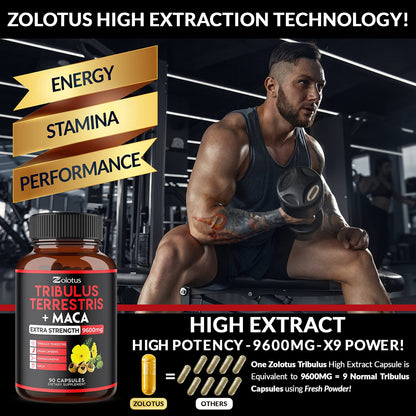 Zolotus Premium Tribulus Terrestris Capsules - 9600mg Per Serving - Combined ZolotusBuy Supplements Australia