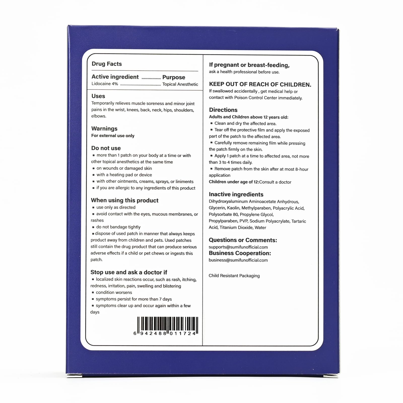 Sumifun 4% Lidocaine XL Pain Patches | Extra Large 4.72"x7.87" for Full Back & Thigh Coverage | Maximum Strength OTC Numbing | 8-Hour Medical Adhesion (X-Large, Count, 10) SumifunBuy Supplements Australia