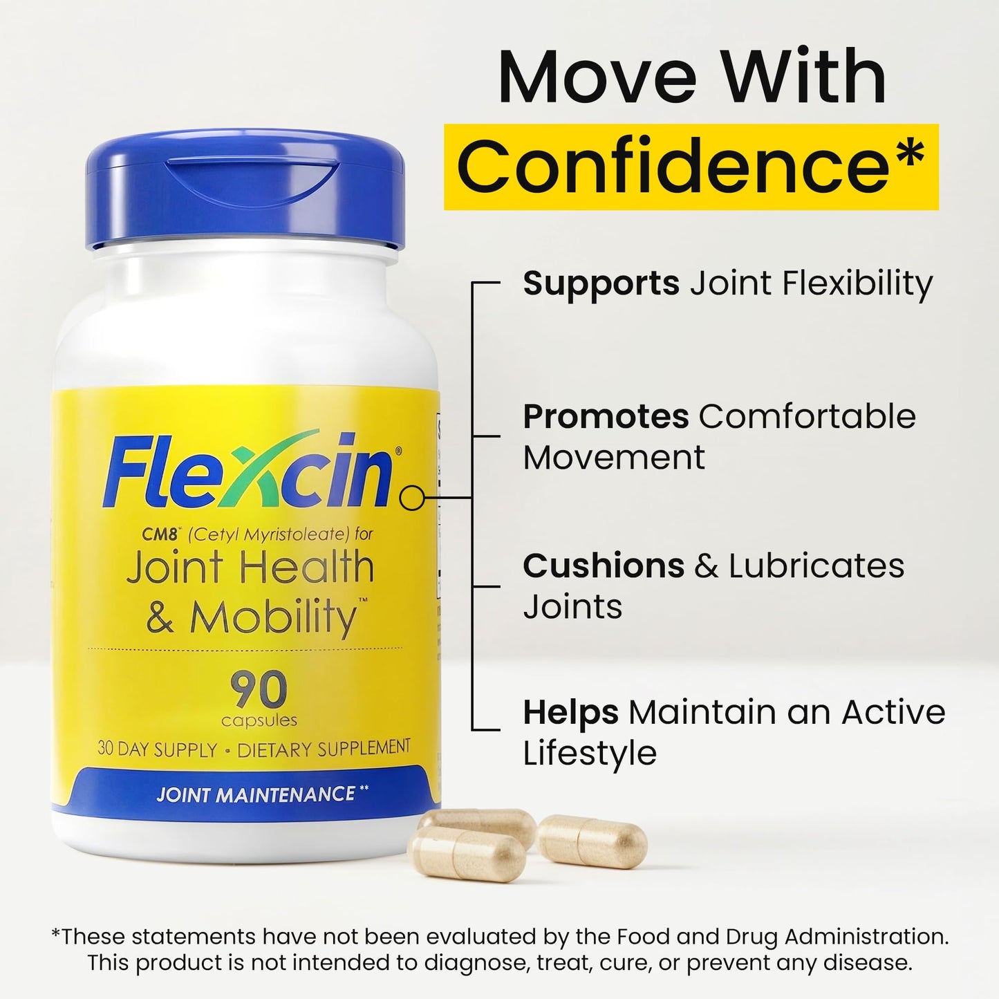 Flexcin Joint Health & Mobility Formula with CM8 (Cetyl Myristoleate) - Joint Supplements for Men and Women with Glucosamine, MSM, Collagen Type II - 90 Capsules FlexcinBuy Supplements Australia
