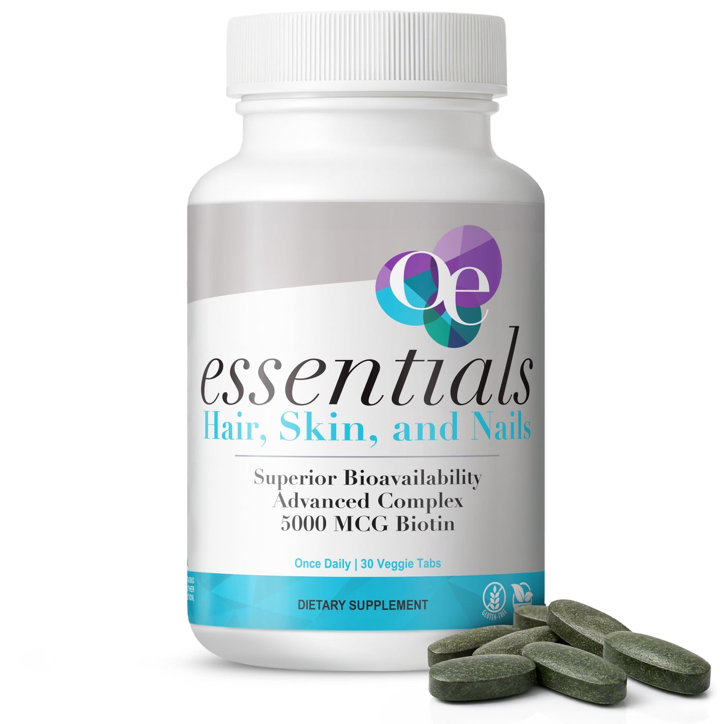 Organic Excellence Hair, Skin and Nails Vitamins for Women & Men – Biotin Supplement 5000 mcg– Hyaluronic Acid - Supports Healthy Hair Growth, Radiant Skin & Strong Nails, 1 Month Supply (30 Tablets) Organic ExcellenceBuy Supplements Australia