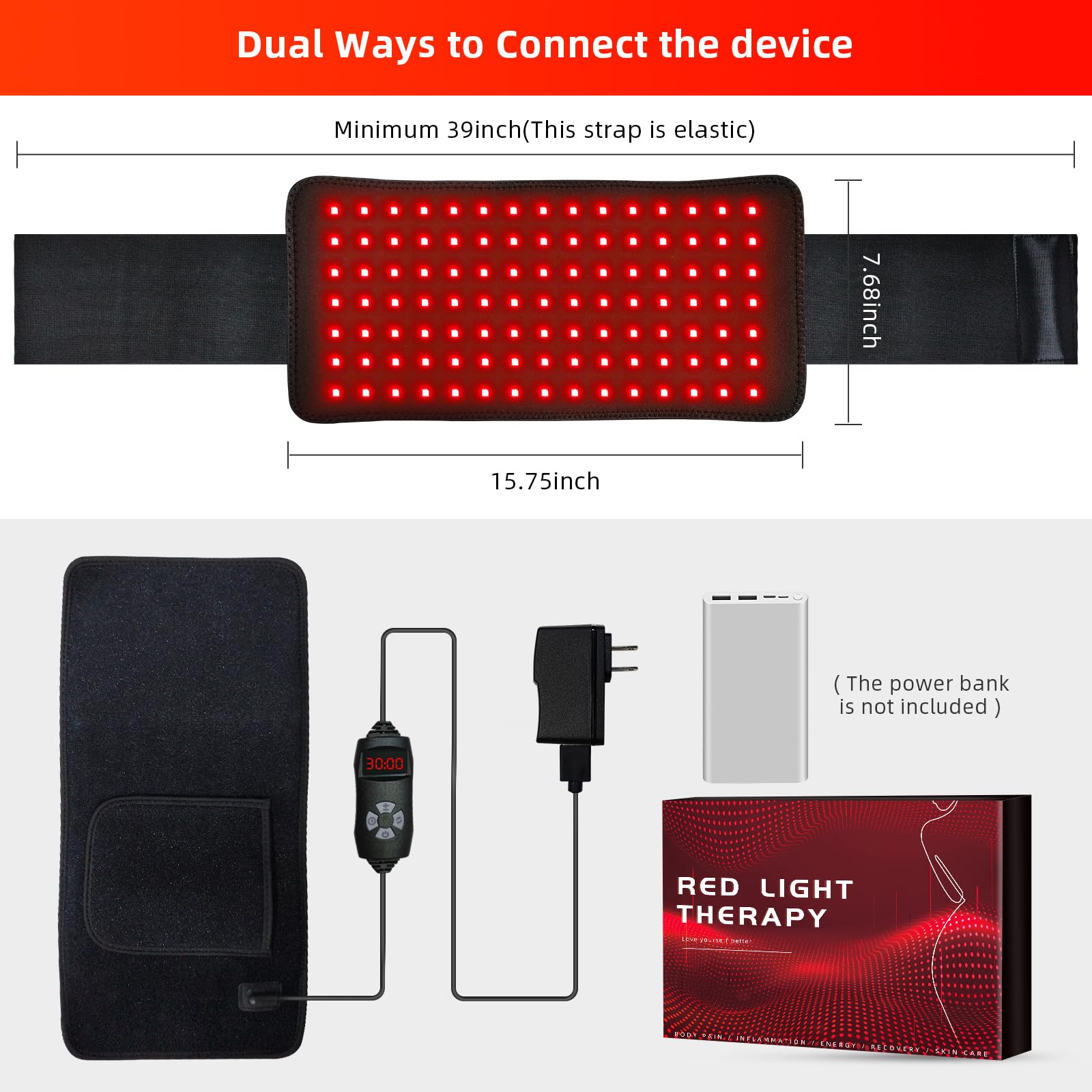 Red Light Therapy Infrared Light Therapy Heating Wrap Belt for Body Back Knee Shoulder Waist Muscle Pain AKYSUNBuy Supplements Australia