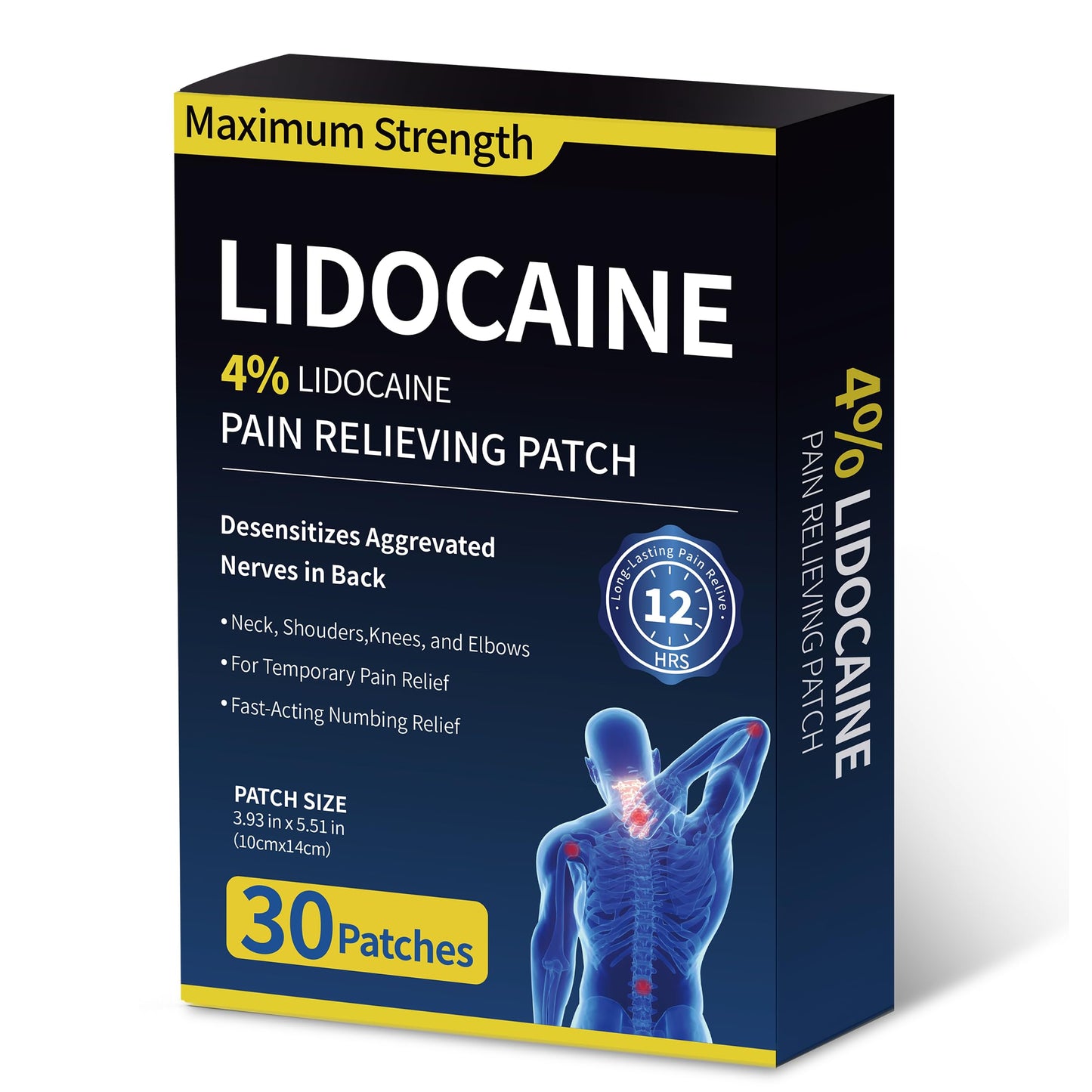 SZLGANG 4% Lidocaine Pain Relief Patches - (Large, 30, Count) Maximum Strength Relief for Back, Neck, Shoulder, Joint & Muscle Pain, 3.9”x 5.5”-03O SZLGANGBuy Supplements Australia