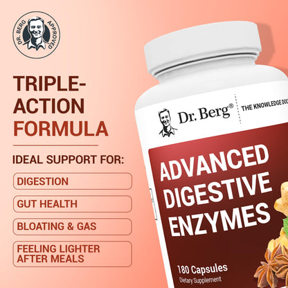 Dr. Berg Advanced Digestive Enzymes with Apple Cider Vinegar - Includes Digestive Health Ingredients Like Betaine Hydrochloride (HCI), Ginger Root & Peppermint Leaf - 180 Capsules Dr. Berg NutritionalsBuy Supplements Australia