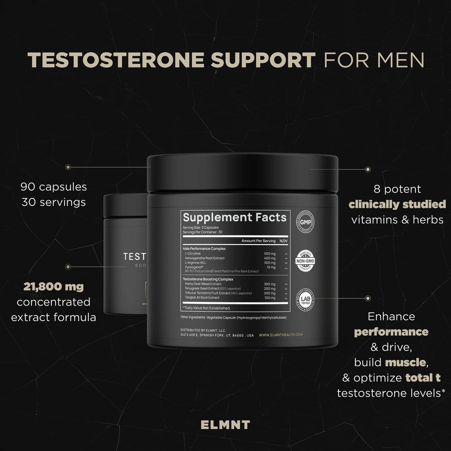 21,800mg Testosterone Booster for Men 8X Strength w. Ashwagandha, Tongkat Ali TERRA ELMNTBuy Supplements Australia