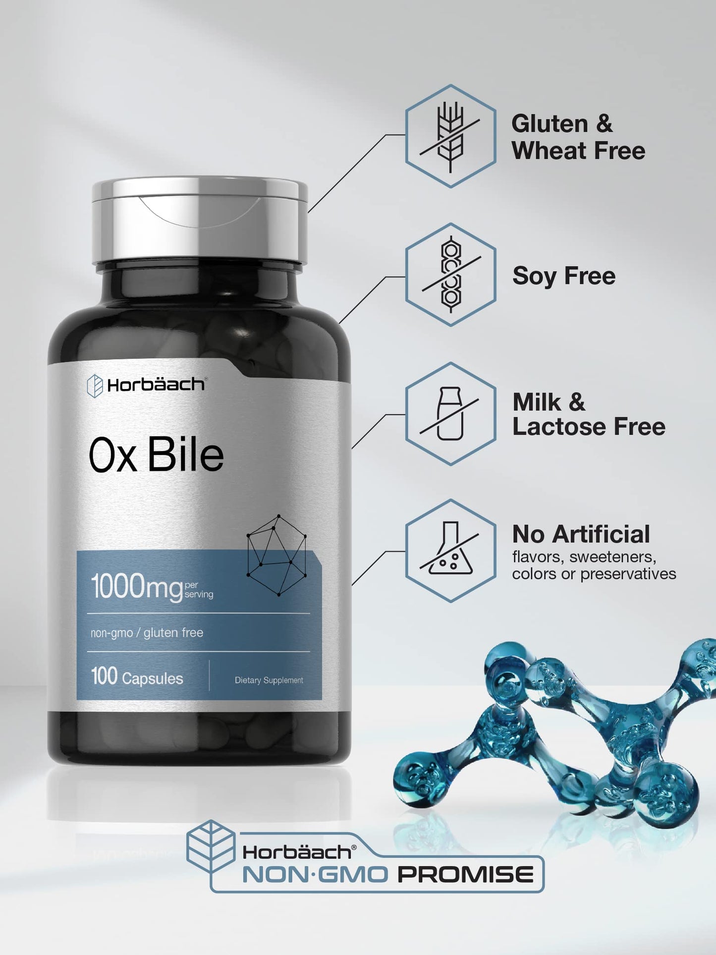 Ox Bile 1000 mg 100 Capsules | Digestive Enzymes Supplement | Non-GMO & Gluten Free HorbäachBuy Supplements Australia
