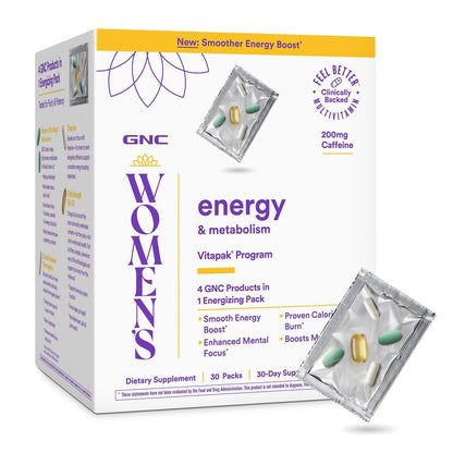 GNC Women's Energy and Metabolism Vitapak Program - Multivitamin Pack for Women - Female Energy Complex with a Clinically-Backed Thermogenic & L-Theanine - High-Potency - 1 Month Supply GNCBuy Supplements Australia