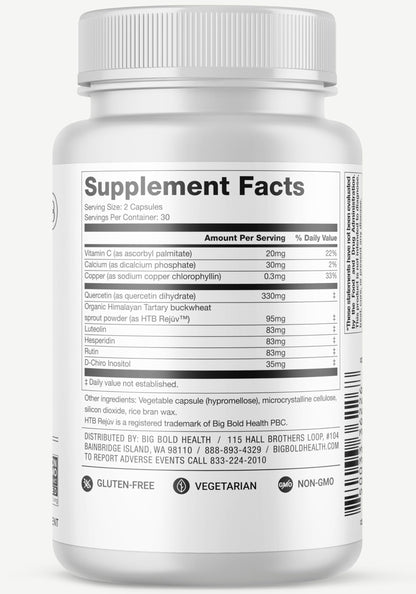 BIG BOLD HEALTH HTB Immune Rejuvenate - Polyphenols Supplement for Immune Support with Himalayan Tartary Buckwheat - Gluten Free, Dairy Free, Non-GMO Formula - 60 Vegetarian Capsules BIG BOLD HEALTHBuy Supplements Australia