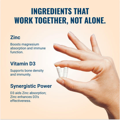 Live Conscious Magwell Magnesium Zinc & Vitamin D3 - Magnesium Glycinate, Malate, & Citrate - Triple Supplement for Women & Men