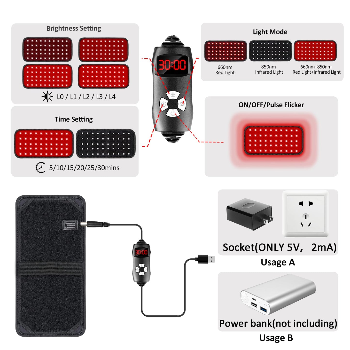 Red Light Therapy Belt, Infrared Light Therapy for Body, Wearable Wrap with Timer GMOWNWBuy Supplements Australia