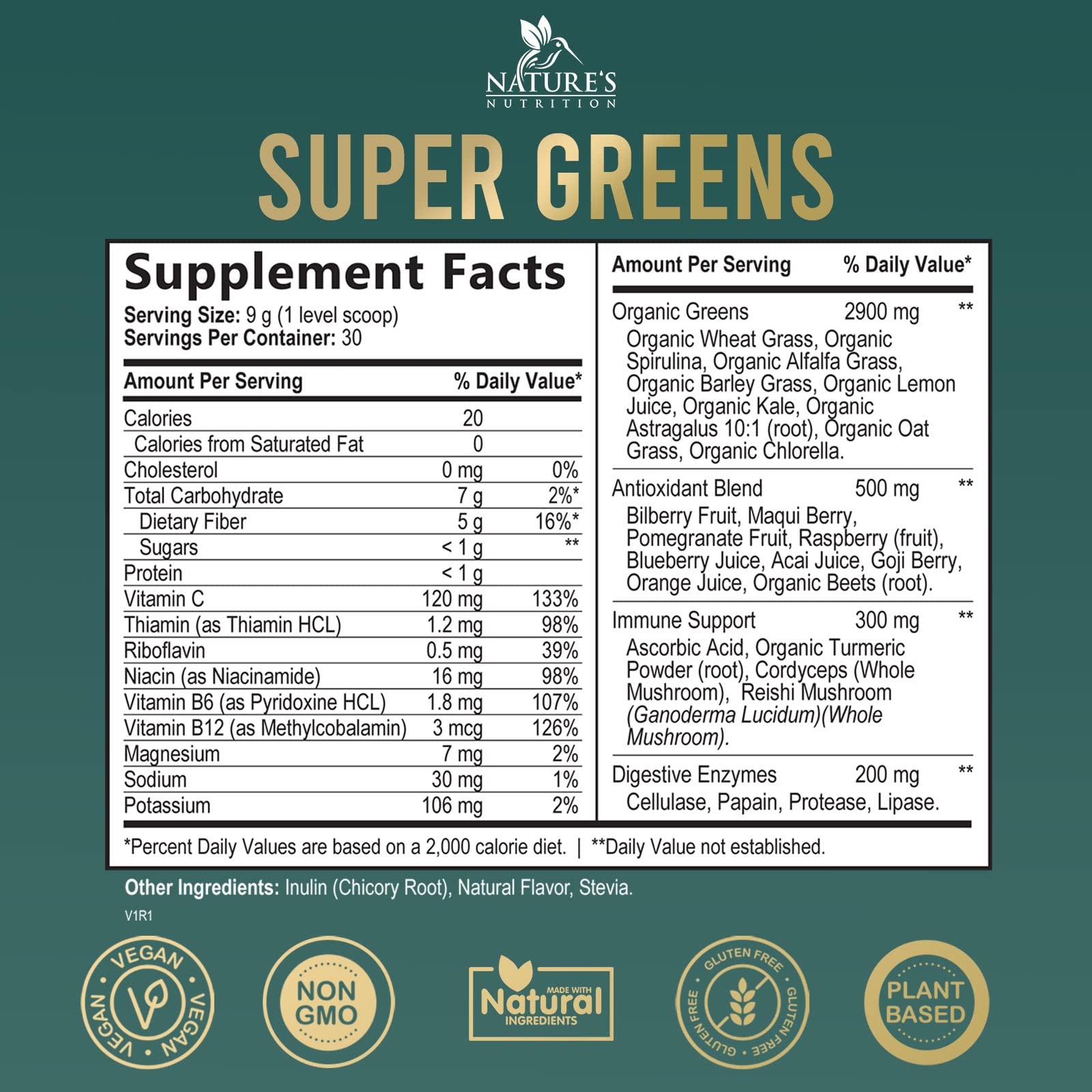 Greens Superfood Powder Supplement - Super Green Smoothie Mix Blend with Spirulina Nature's NutritionBuy Supplements Australia