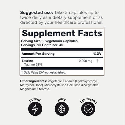 Toniiq 2000mg Taurine Supplement - High Purity Taurine Powder Capsules, 98%+ Pure ToniiqBuy Supplements Australia