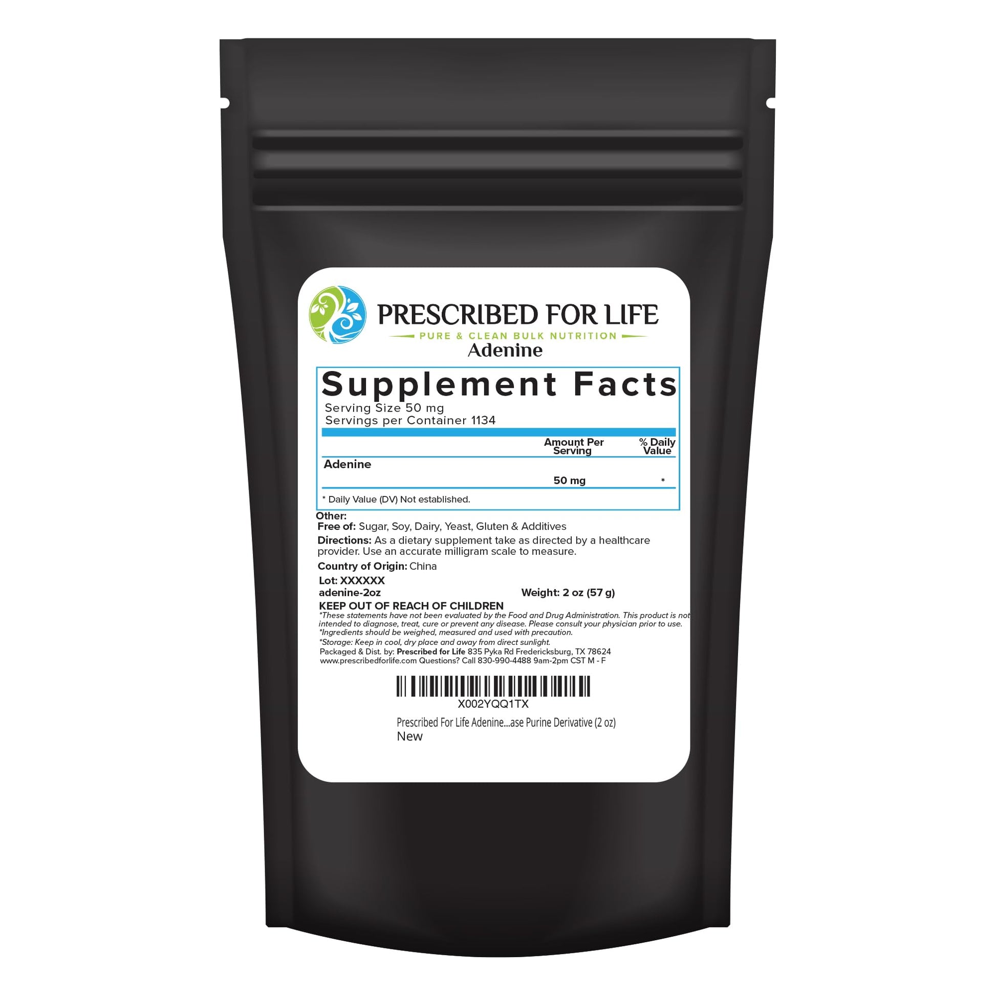 Prescribed For Life Adenine Powder, Vitamin B4 Adenine Supplement, A Nucleobase Purine Derivative (56g) Prescribed For LifeBuy Supplements Australia