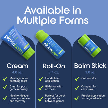 PickleBalm Pickleball In-Game Muscle Pain Relief Roll-On with 4% Lidocaine, Arnica, Menthol, Cucumber Seed Extract for Shoulders, Knees, Wrists, and More, 3.4oz Roll-On Applicator PickleBalmBuy Supplements Australia