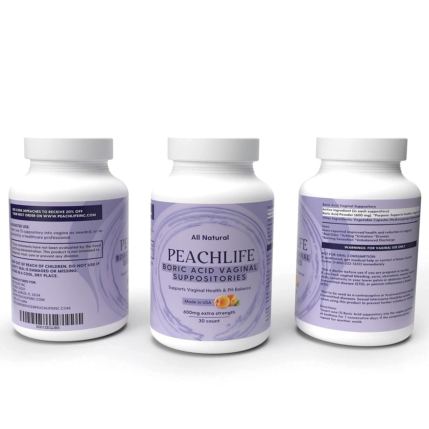 Peachlife Boric Acid Suppositories and Small Soft Menstrual Cup with Ring Pull PeachlifeBuy Supplements Australia