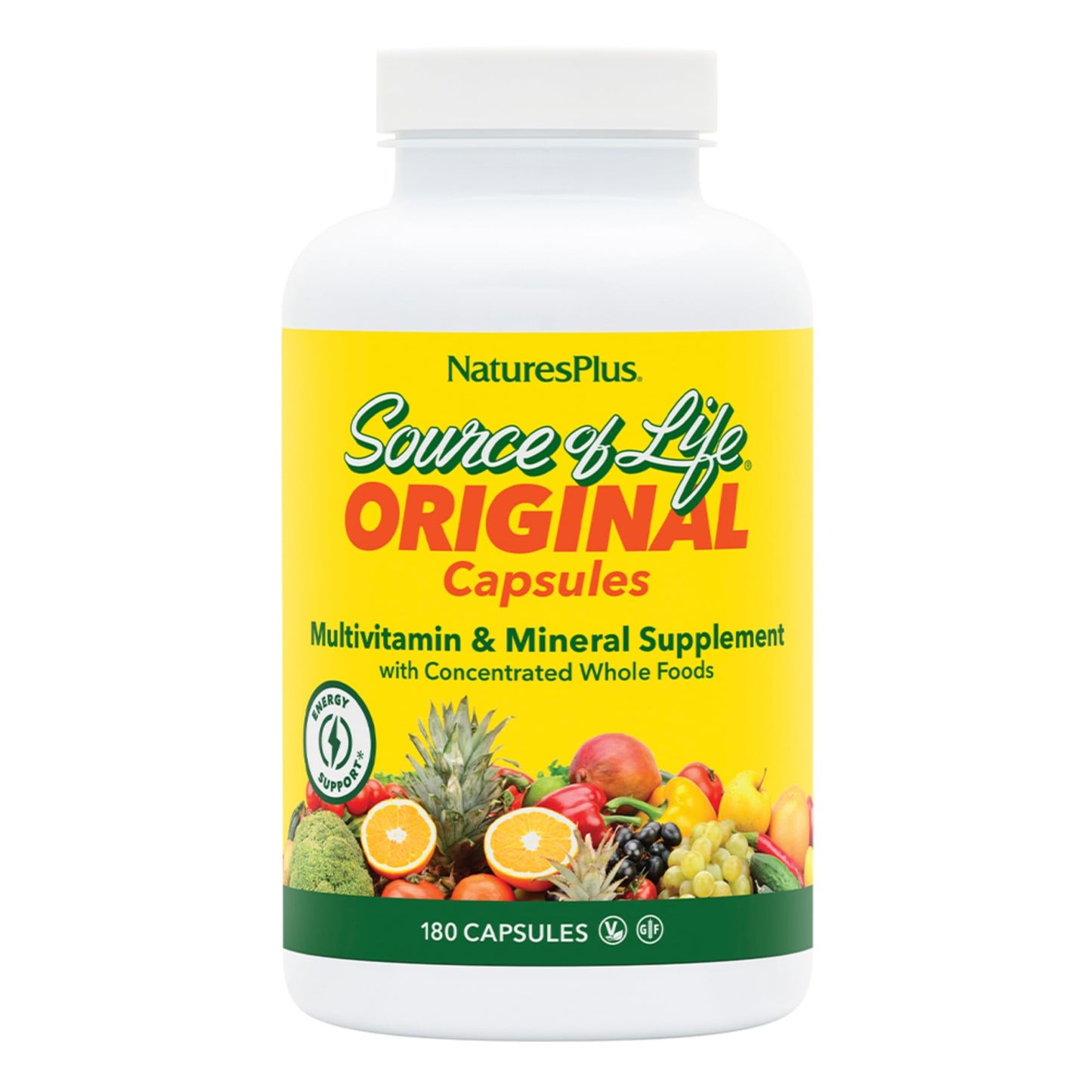 NaturesPlus Source of Life - 180 Capsules - Multivitamin & Mineral Supplement - Supports Natural Energy & Overall Well-Being - Gluten Free, Vegetarian - 20 Servings NaturesPlusBuy Supplements Australia