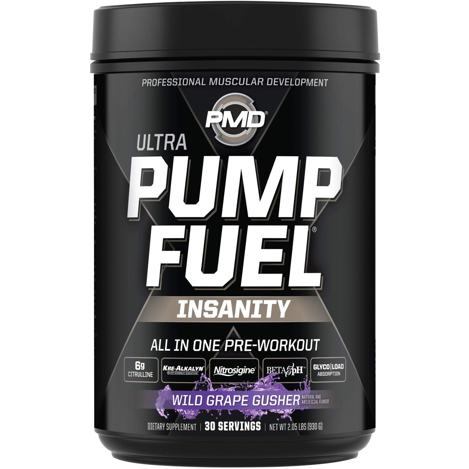 PMD Sports Ultra Pump Fuel Insanity - Pre Workout - Grape Gusher (30 Servings) Sports Omega Cuts Elite Thermogenic Fat Burner (90 Softgels)