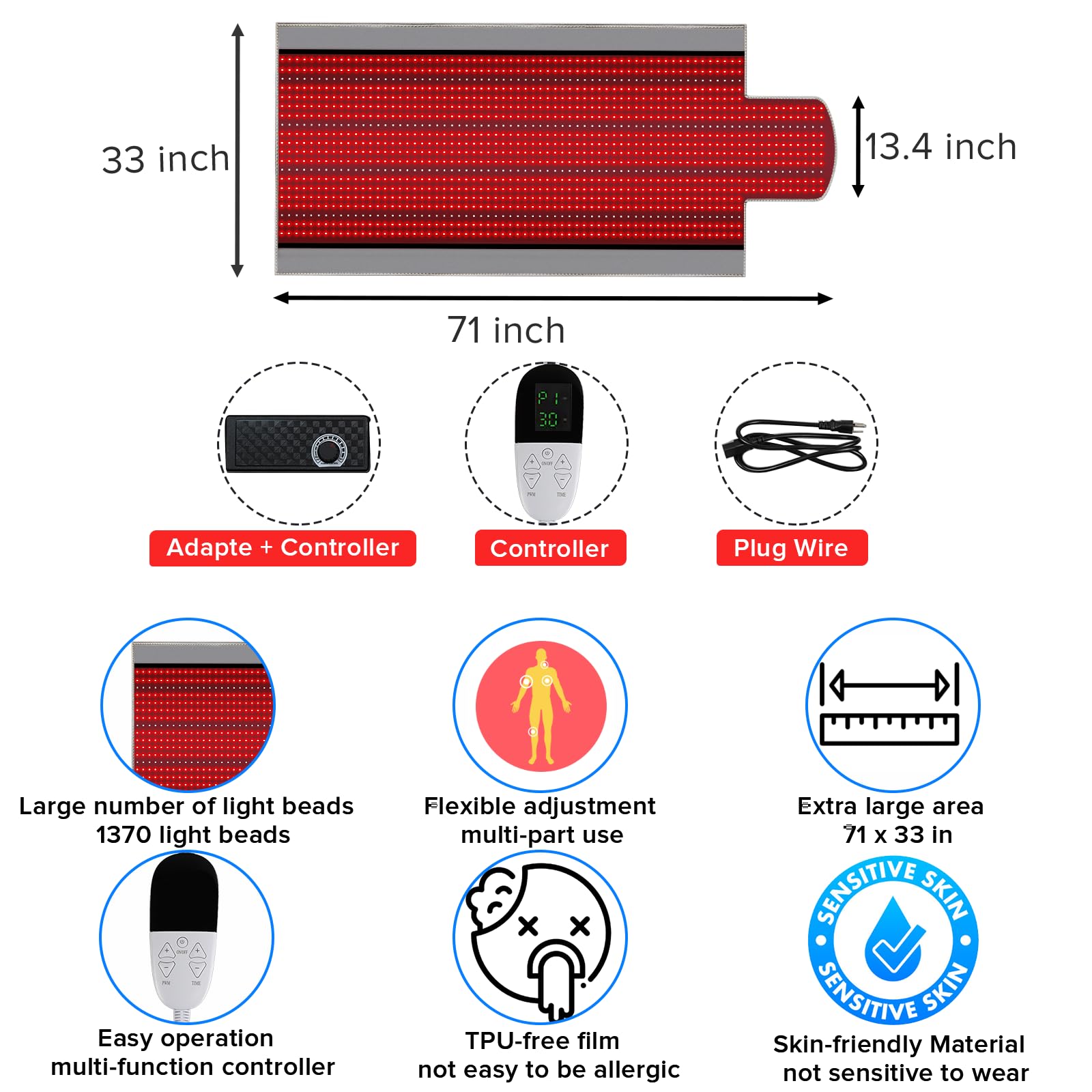 Near Infrared Light Therapy Blanket for Full Body, 1370pcs 660nm & 850nm LED Light Therapy Device RutollmitBuy Supplements Australia