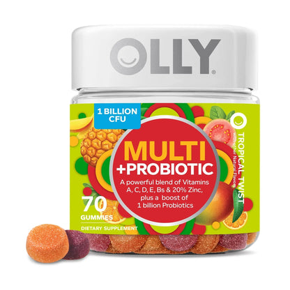 OLLY Multi + Probiotic Adult Multivitamin Gummy, 1 Billion CFUs, Digestive and Immune Support & Probiotic + Prebiotic Gummy OLLY