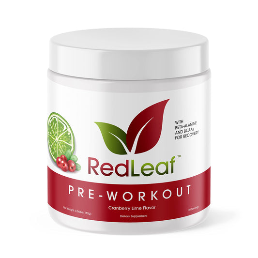 Red Leaf Pre Workout Energizer Powder, BCAA's, Beta-Alanine, Amino Acids and Green Tea