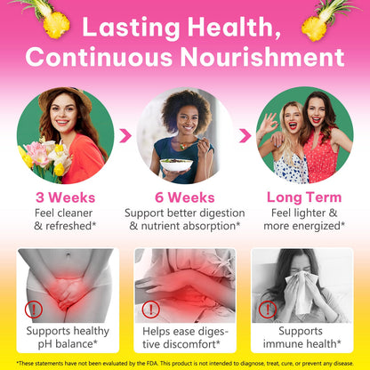 KITNOBLIS Feminine Probiotic Gummies with Slippery Elm- Pineapple Gummies for Women pH Balance, Gut Health & Immune Supports | with Prebiotics & Lactobacillus Blend (60 Gummies) KITNOBLISBuy Supplements Australia