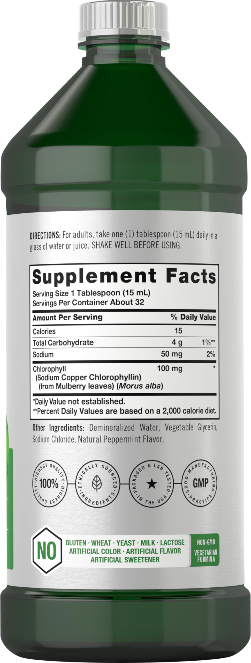 Chlorophyll Liquid Drops 100mg | 32 oz (2 x 16 oz Bottles) | Natural Peppermint Flavor HorbäachBuy Supplements Australia