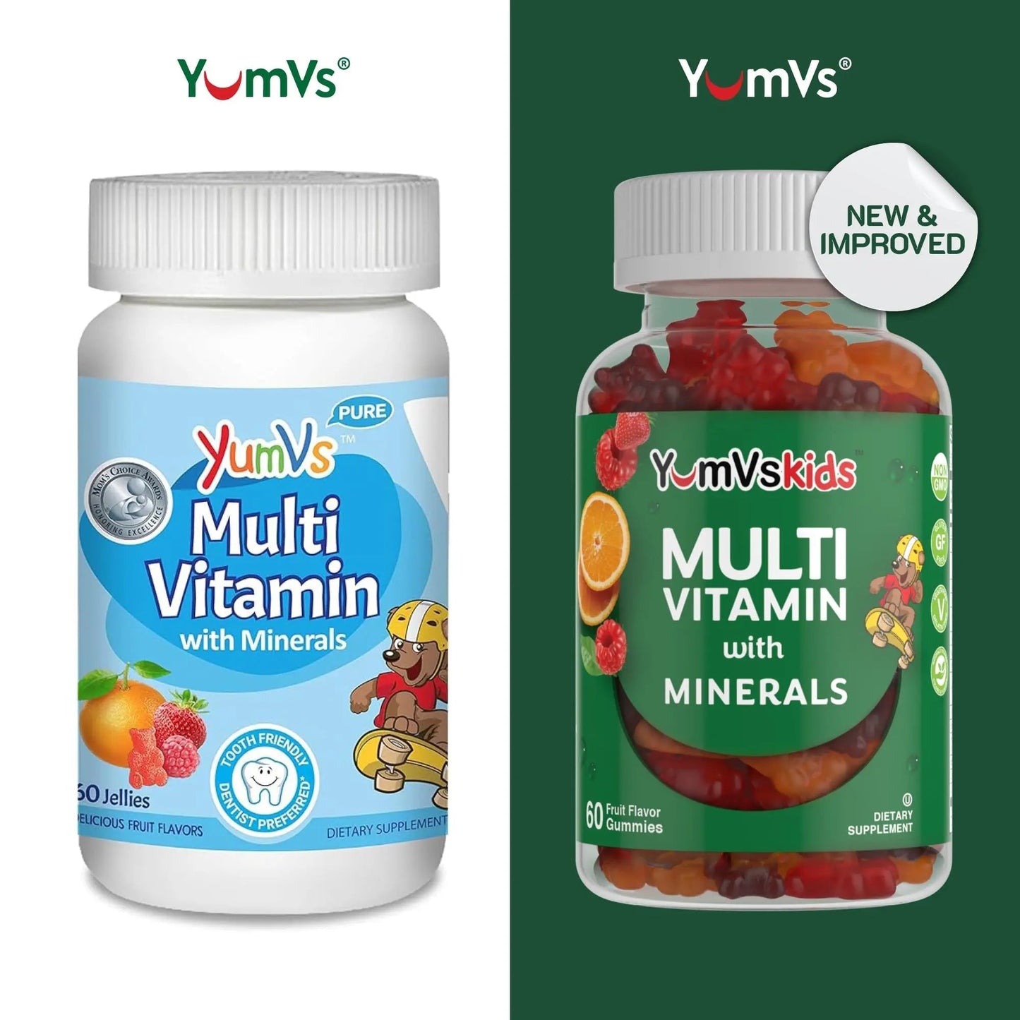 YumVs Kids Multivitamin Gummies - Fruit Flavored Chewable Children's Multivitamin - Kids Vitamins Multivitamin Gummy with 12 Minerals & Vitamins A C D3 E B6 B12 YUM-V'S