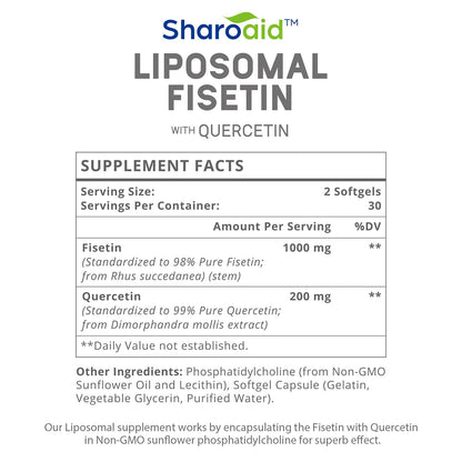 Sharoaid Liposomal Fisetin with Quercetin Supplements 1200 mg per Serving SharoaidBuy Supplements Australia