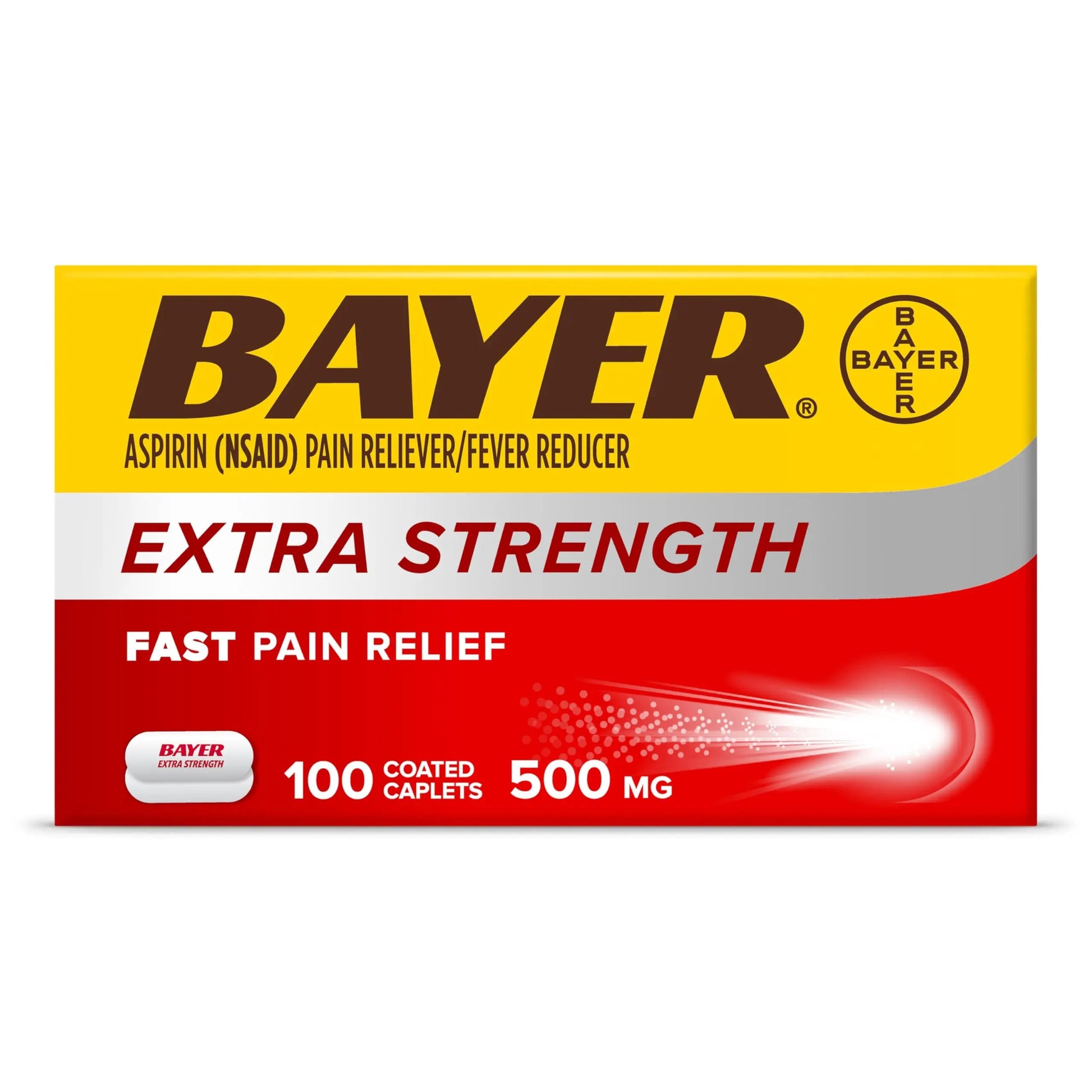 Bayer Aspirin Extra Strength, Aspirin 500mg, Pain Relief Pills, Fever Reducer and Headache Relief for Adults, 100 ct BayerBuy Supplements Australia