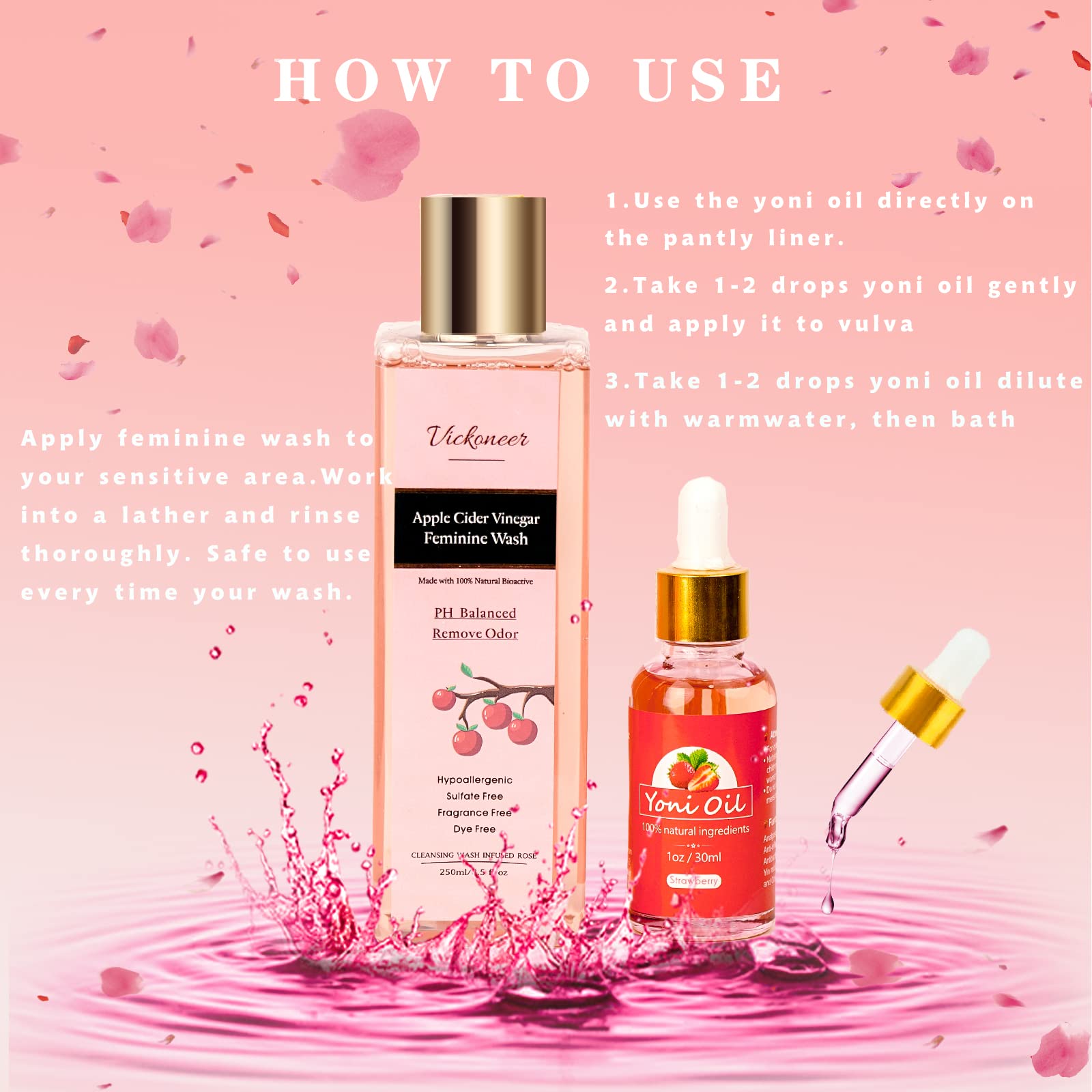 Vickoneer Yoni Wash for Women & Yoni Essential Oil, Intimate Feminine Wash Yoni Care VickoneerBuy Supplements Australia