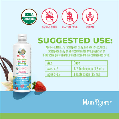 MaryRuth Organics Kids Multivitamin Liposomal | Vegan, Sugar-Free Vitamins for Kids | Ages 4+ | 2 Month Supply | 15.22 Fl Oz MaryRuth OrganicsBuy Supplements Australia
