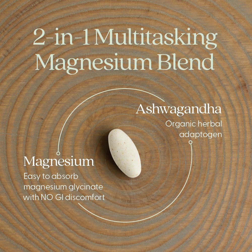 New Chapter Magnesium + Ashwagandha Supplement, 325 mg with Magnesium Glycinate for Muscle Relaxation & Recovery, Heart, Nerve & Bone Health, 2.5X Absorption, Non-GMO - 30 ct (1 Month Supply) New ChapterBuy Supplements Australia