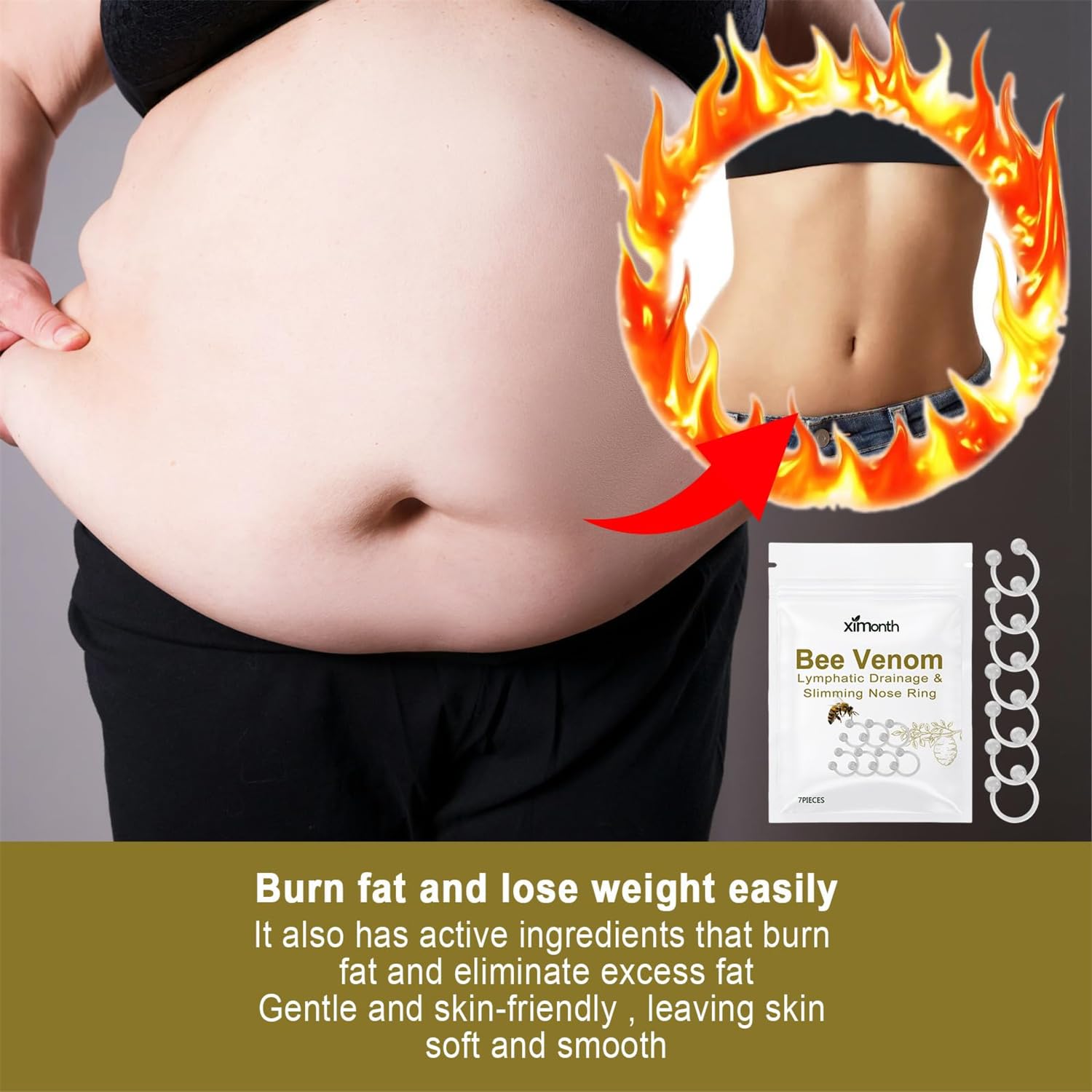 Bee Venom Slimming Nose Ring GGPM Bee Venom Lymphatic Drainage & Slimming Nose Ring Bee GenericBuy Supplements Australia
