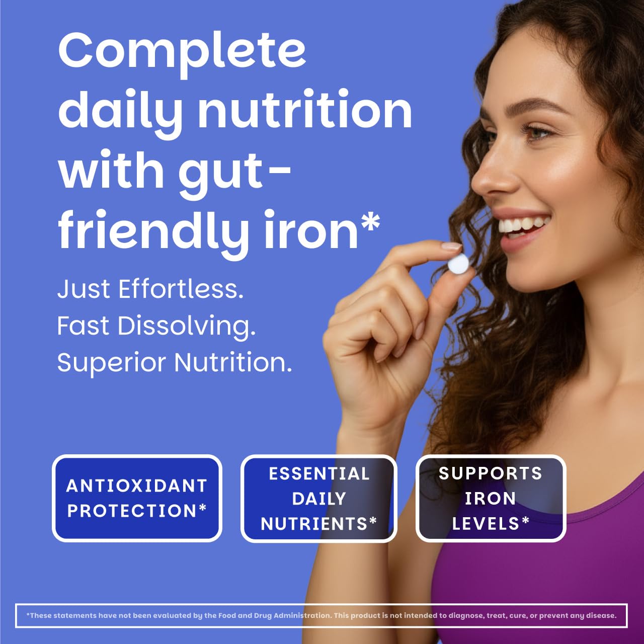 EZ Melts Multivitamin + Iron - Daily Multivitamin for Women & Men - Supports Healthy Energy Levels & Antioxidant Protection - Non-GMO & Vegan - Tropical Cherry