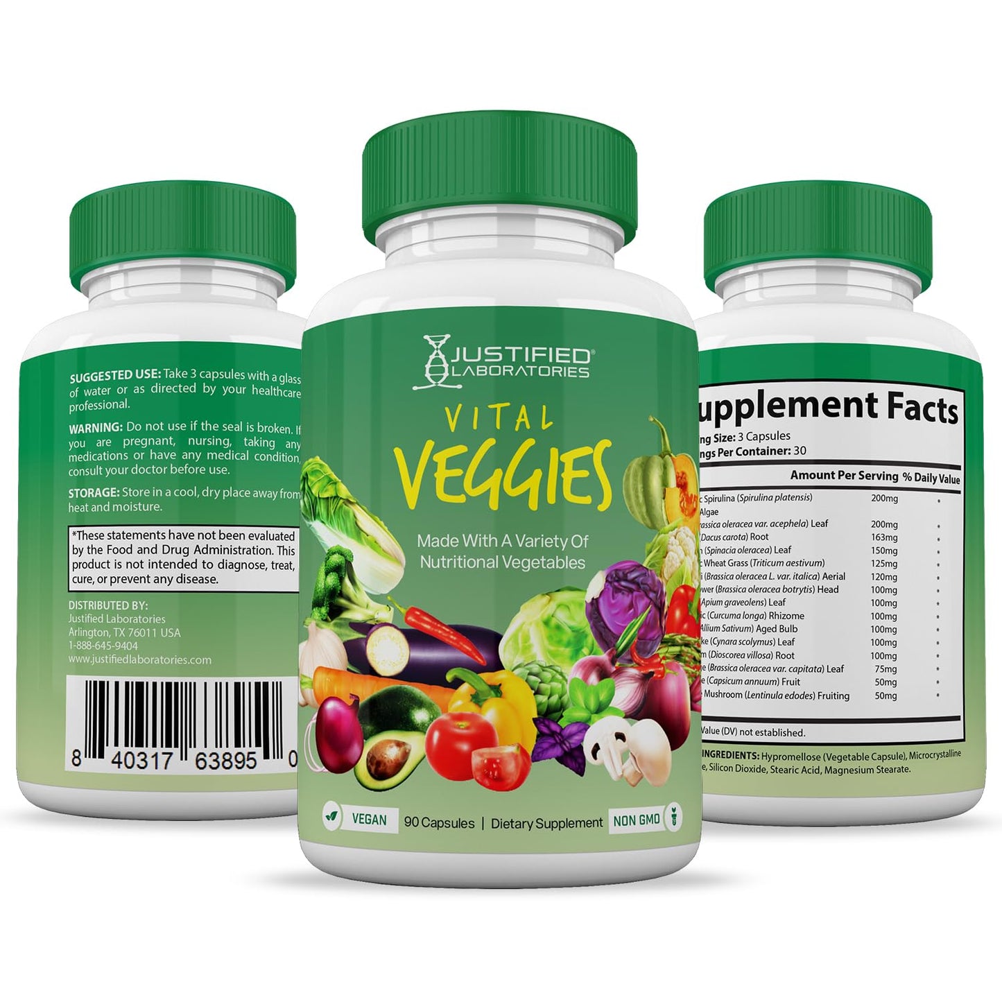 (6 Pack) Vital Fruits and Veggies Supplement Whole Food Red & Green Superfoods Justified LaboratoriesBuy Supplements Australia