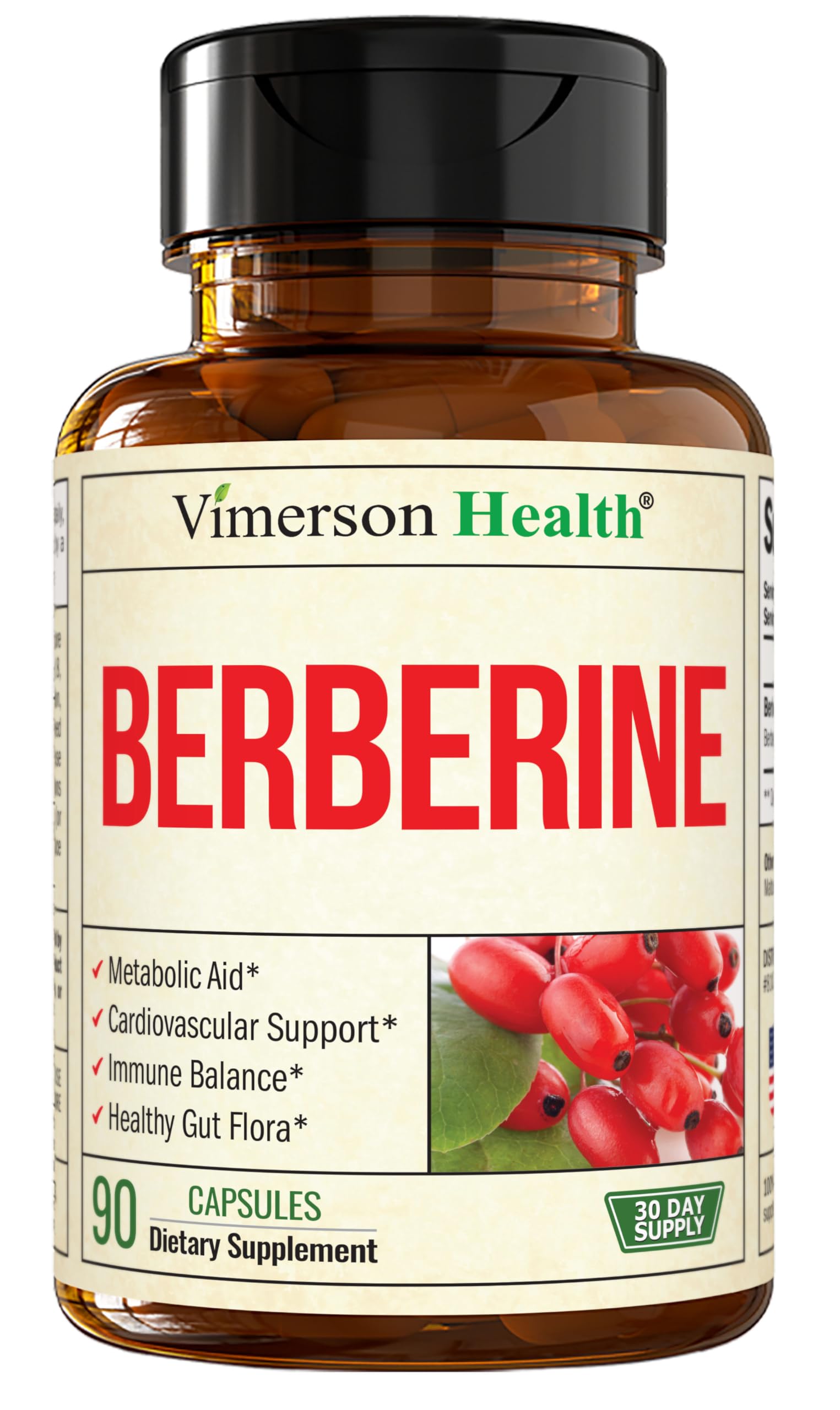 Vimerson Health Berberine Supplement with Third Party Tested Berberine 1800mg - Immune Support Supplement for Cardiovascular, Gastrointestinal Function & Metabolic Aid - Vegan & Non-GMO Vimerson HealthBuy Supplements Australia