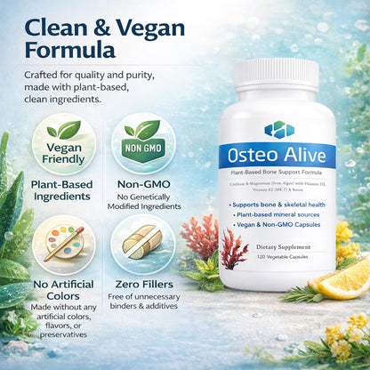 AIFBENK Osteo Alive Bone Support, with Plant-Based Calcium & Magnesium (from Algae), Vitamin D3 (from Lichen), Vitamin K2 (MK-7), Boron & BioPerine, Helps Support Bone & Skeletal Health AIFBENKBuy Supplements Australia