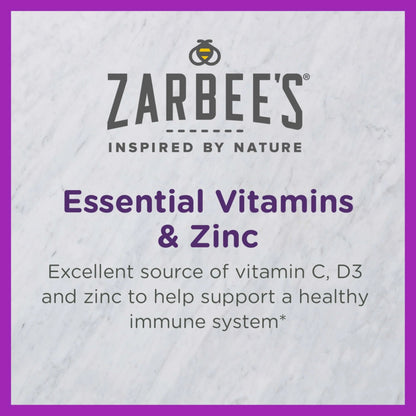 Zarbee's Kids Immune Support, Vitamin C, D & Zinc Daily Immunity Vitamins for Children 4+ Years, Natural Tropical Fruit Flavor, 28 Chewable Tablets Zarbee's