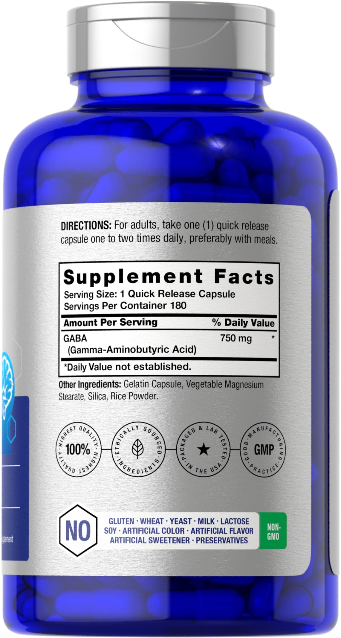GABA 750mg | 180 Capsules | Gamma Aminobutyric Acid Supplement HorbäachBuy Supplements Australia
