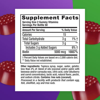 vitafusion Extra Strength Biotin Gummy Vitamins, Berry Flavored, 5,000 mcg Biotin Vitamins VitafusionBuy Supplements Australia