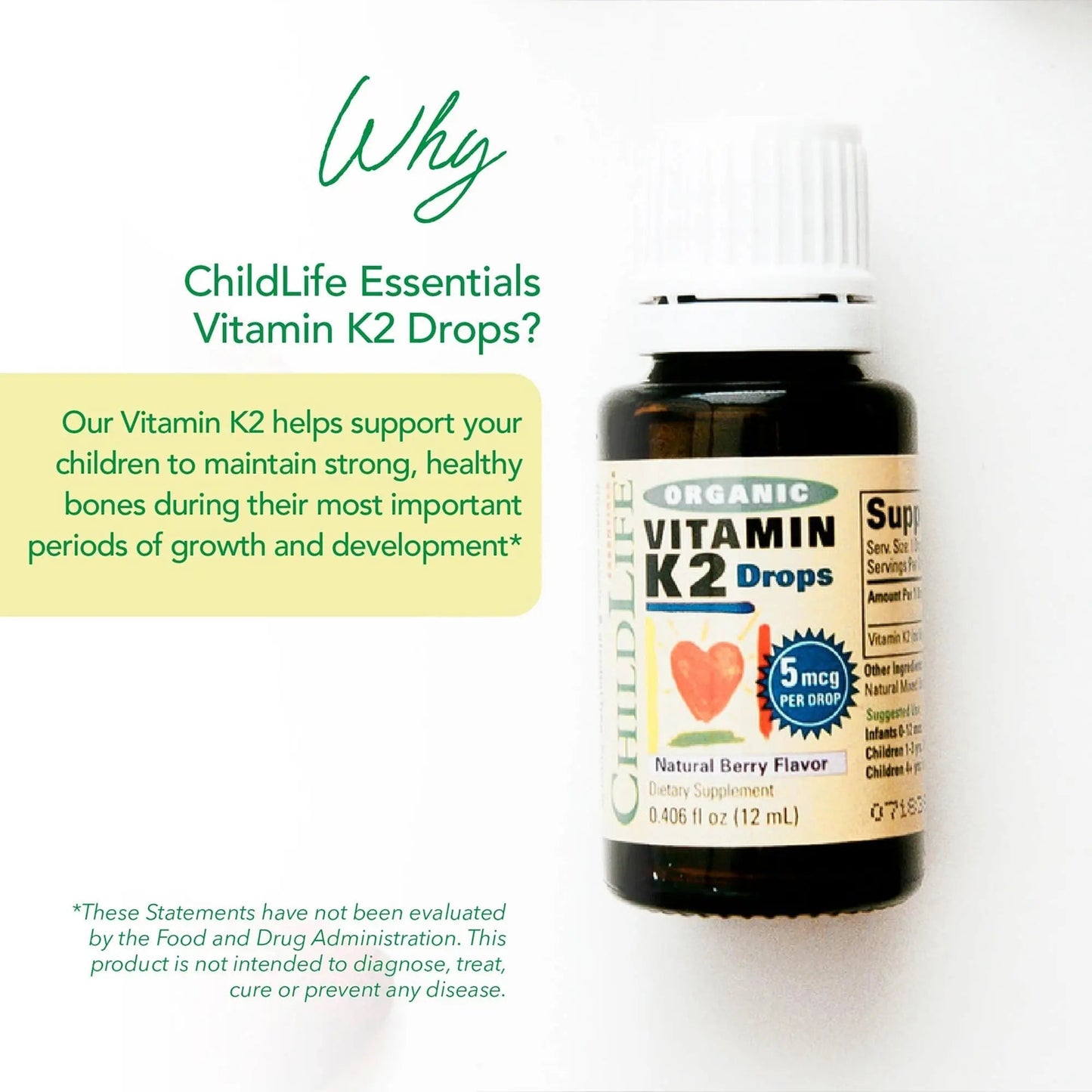 CHILDLIFE Essentials Organic Vitamin K2 Drops - Infant Toddler Baby Vitamin K, K2 Supplement, Vitamin K2 MK7, Liquid K2, Vitamin K Drops CHILDLIFE ESSENTIALSBuy Supplements Australia