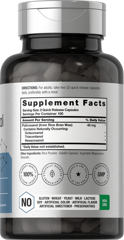 Policosanol 40mg | 200 Capsules | Non-GMO and Gluten Free | by Horbaach HorbäachBuy Supplements Australia