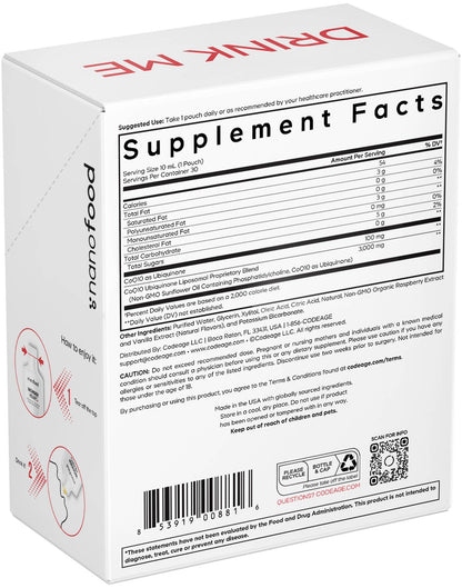 Codeage Wonder Heart Liquid CoQ10 Liposomal Ubiquinone Supplement, Coenzyme Q10 Heart Vitamins, Non-GMO Sunflower Phosphatidylcholine Vegan Blend, Raspberry Flavored Softgel, Pack of 30 Pouches CodeageBuy Supplements Australia