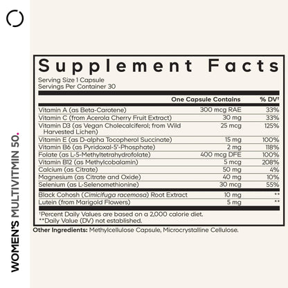 Codeage Women’s Multivitamin 50 - Essential Vitamins for Women Over 50, Methylated Folate, Magnesium, Selenium, Vitamin B6, B12, D3 Antioxidants Codeage