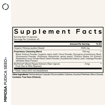 Codeage Organic Mimosa Pudica Seed Capsules - Mimosa Pudica Seeds Supplement - Black Walnut, Cloves, Vidanga, Neem, BioPerine - All in One - Sensitive Plant Pills - Non-GMO & Vegan - 120 Capsules CodeageBuy Supplements Australia