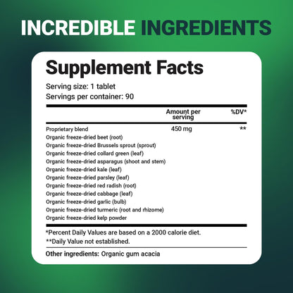 Dr. Berg's Greens Superfood Cruciferous Vegetable Tablets - Vegetable Supplements for Adults w/ 11 Phytonutrient Super Greens - Energy, Immune System & Liver Veggie Tablets - 90 Tablet Dr. Berg NutritionalsBuy Supplements Australia